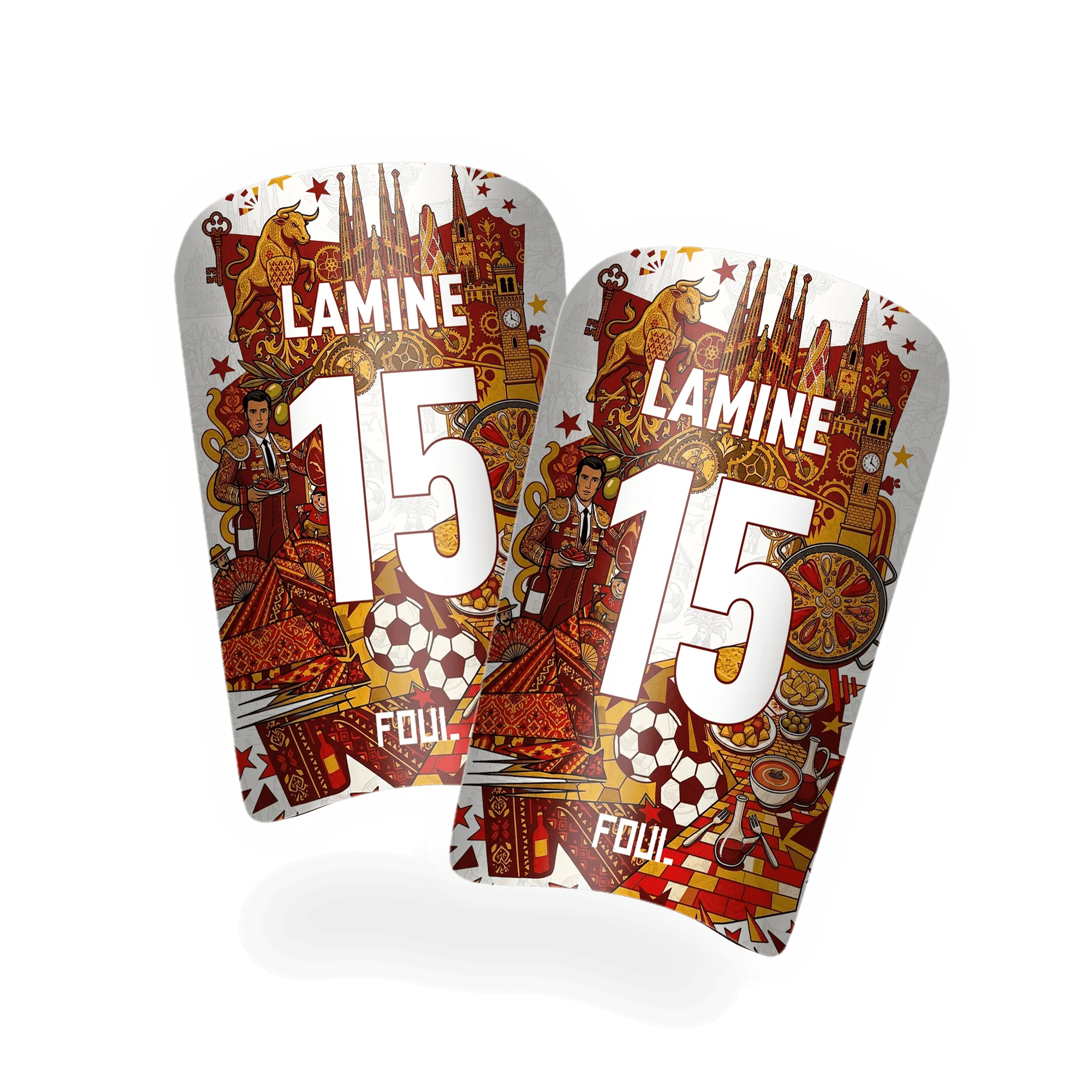 Football shin guards - Light Spanish design + custom ID(1)