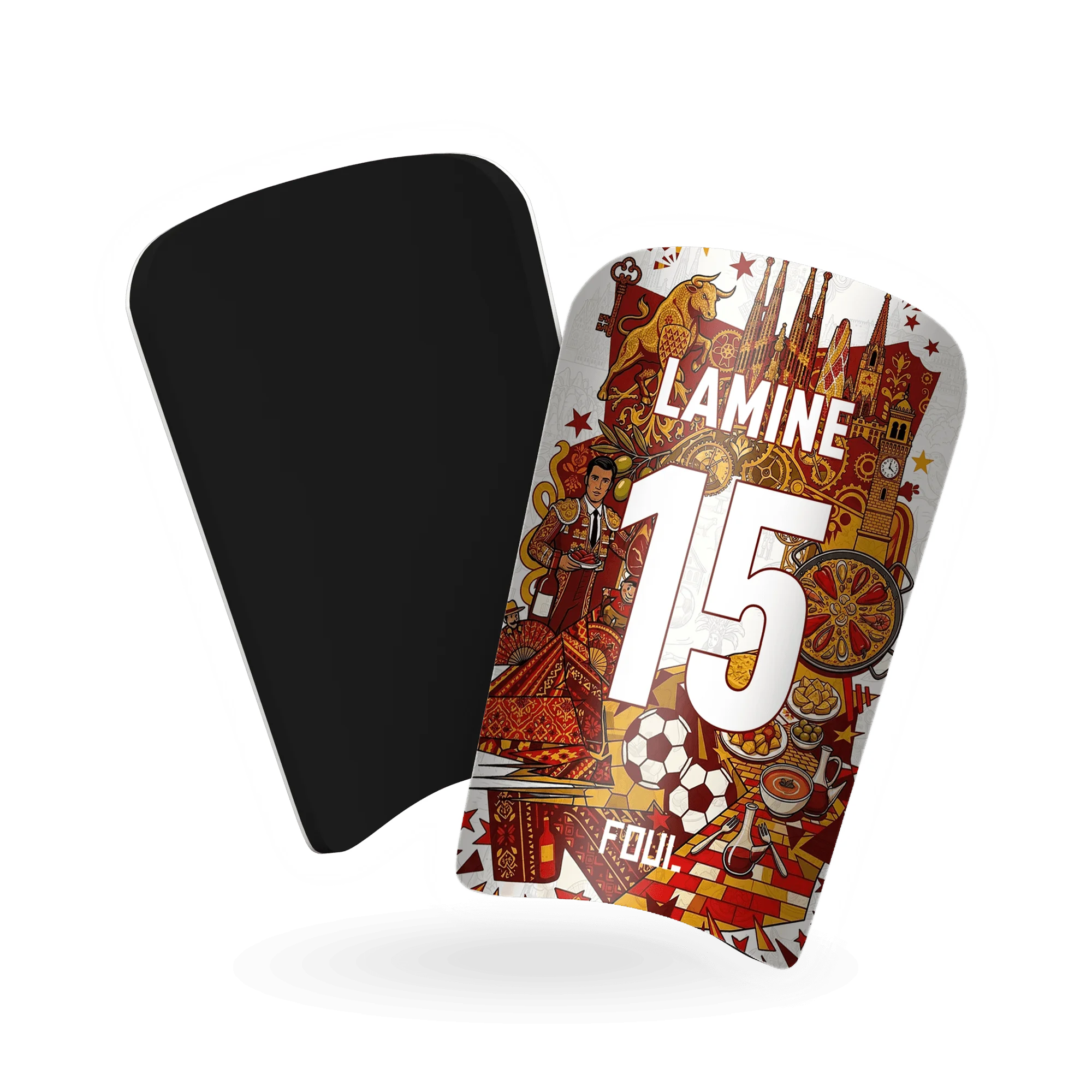 Football shin guards - Light Spanish design + custom ID(2)