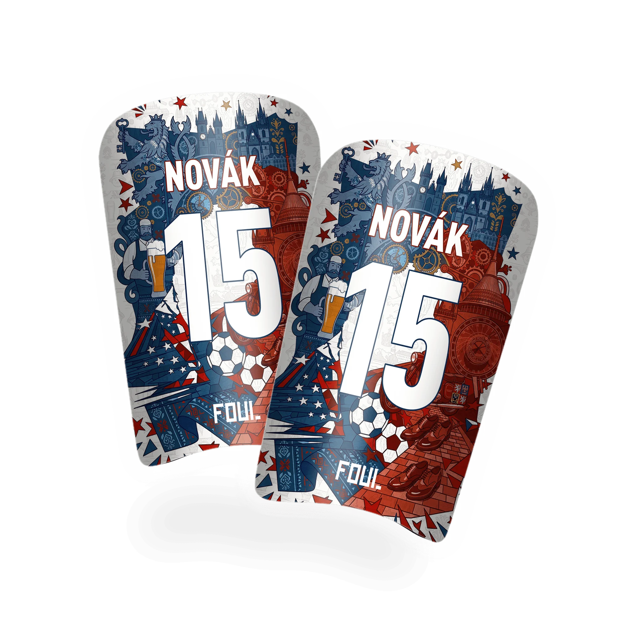 Football shin guards - Light Czech design + custom ID(1)