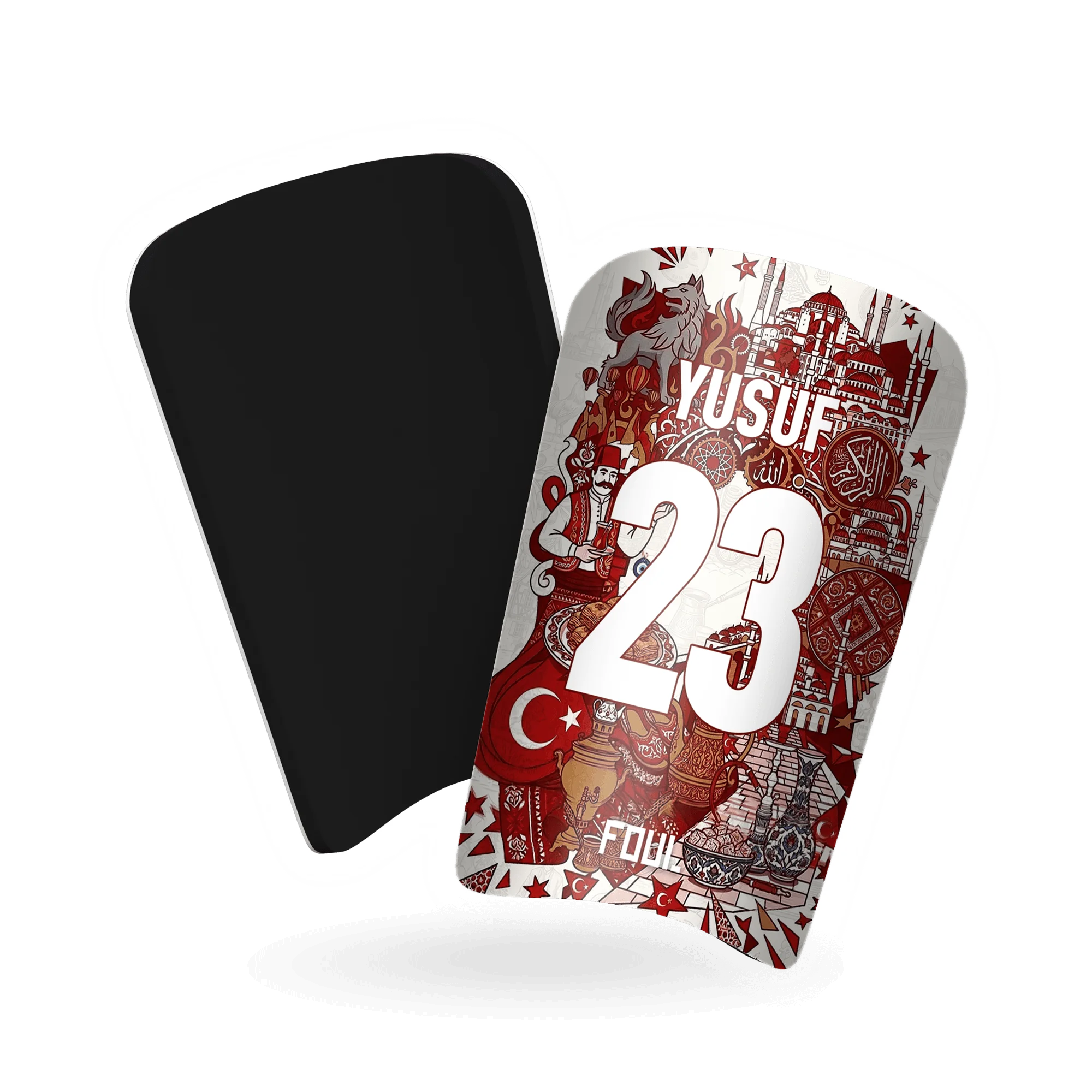 Football shin guards - Light Turkish design + custom ID(2)