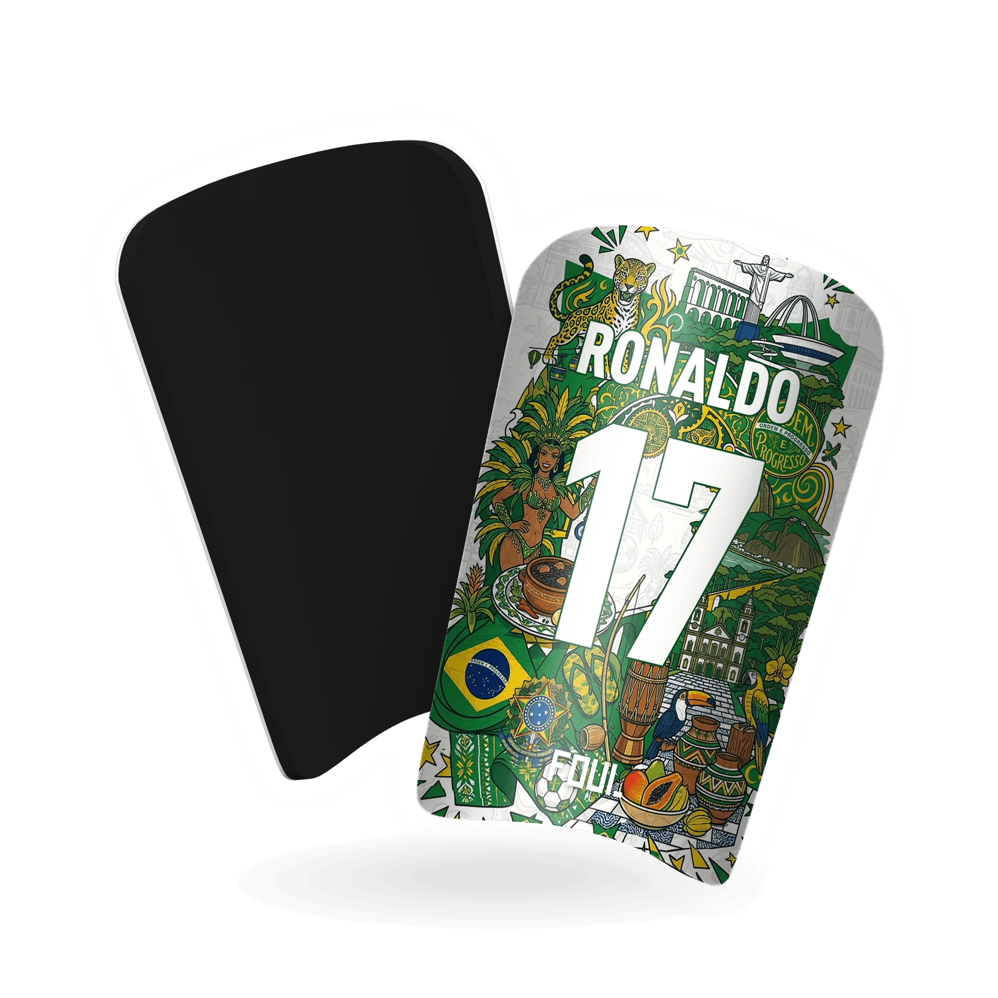 Football shin guards - Light Brazilian design + custom ID(2)