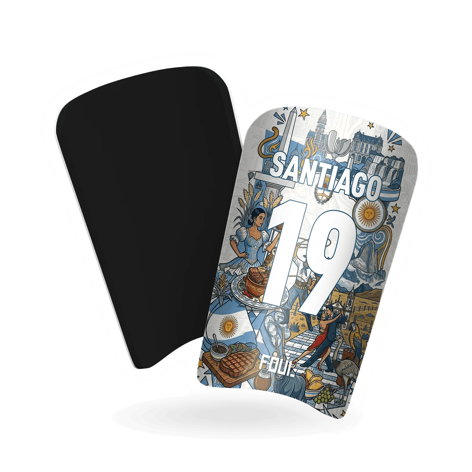 Football shin guards - Light Argentine design + custom ID(2)