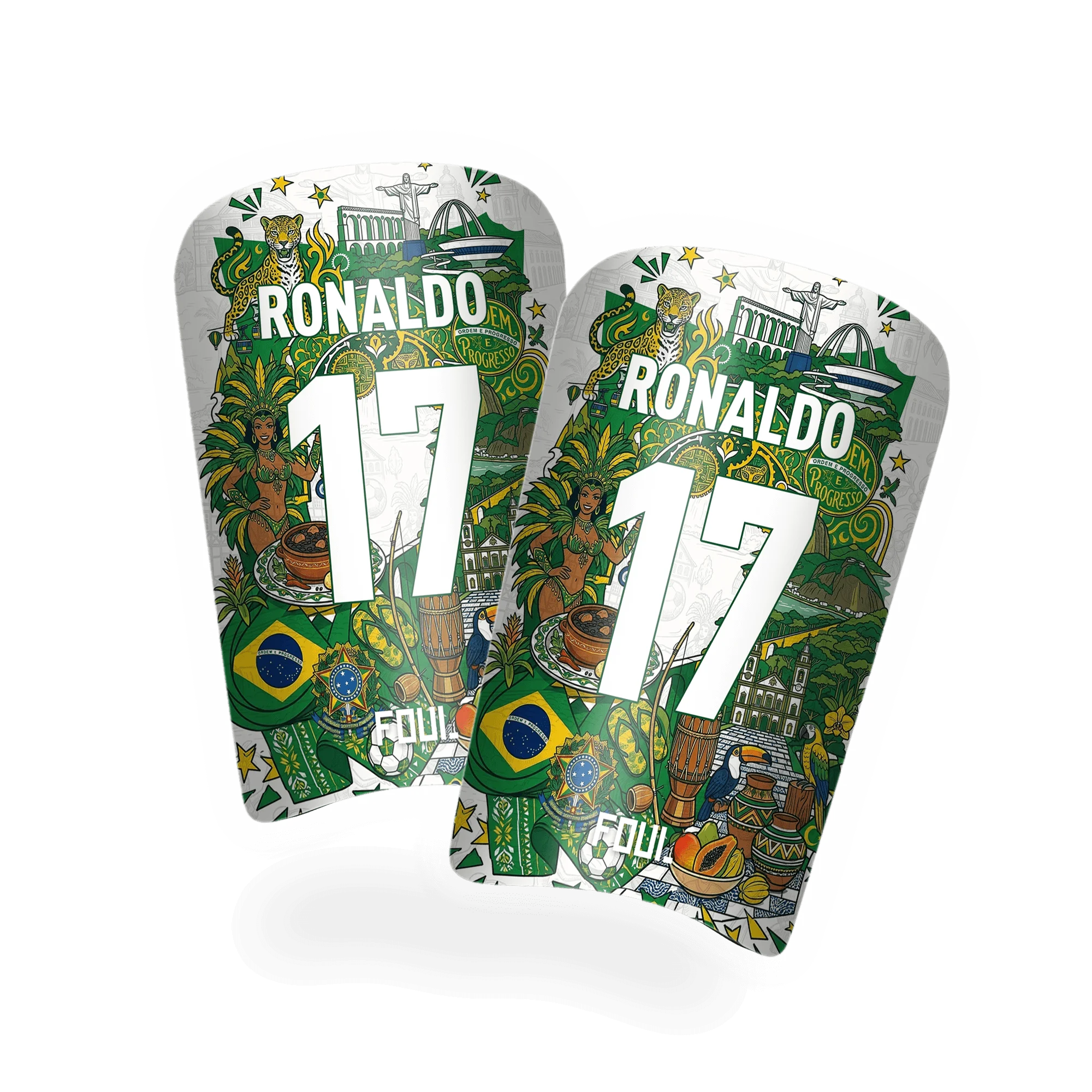 Football shin guards - Light Brazilian design + custom ID(1)