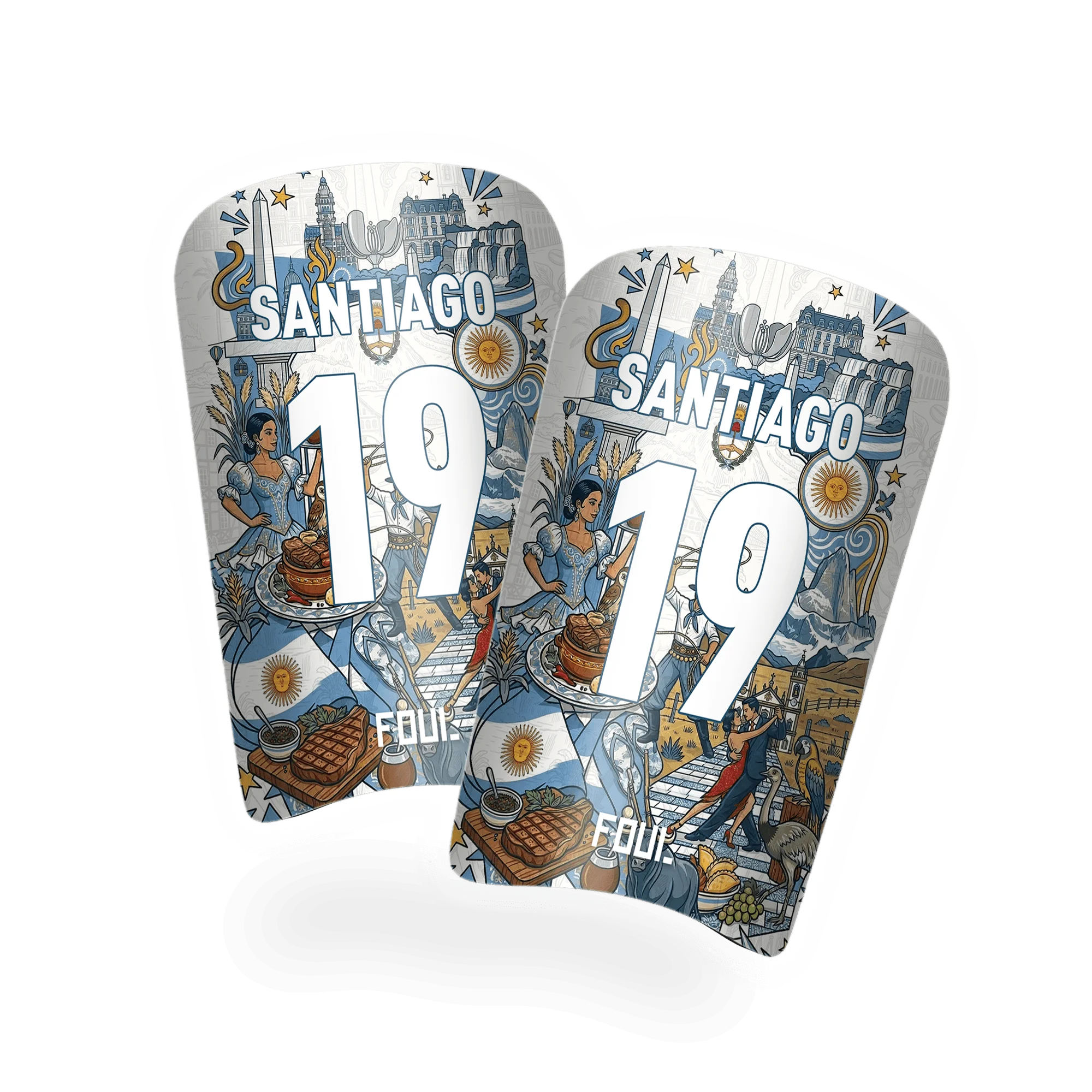 Football shin guards - Light Argentine design + custom ID(1)
