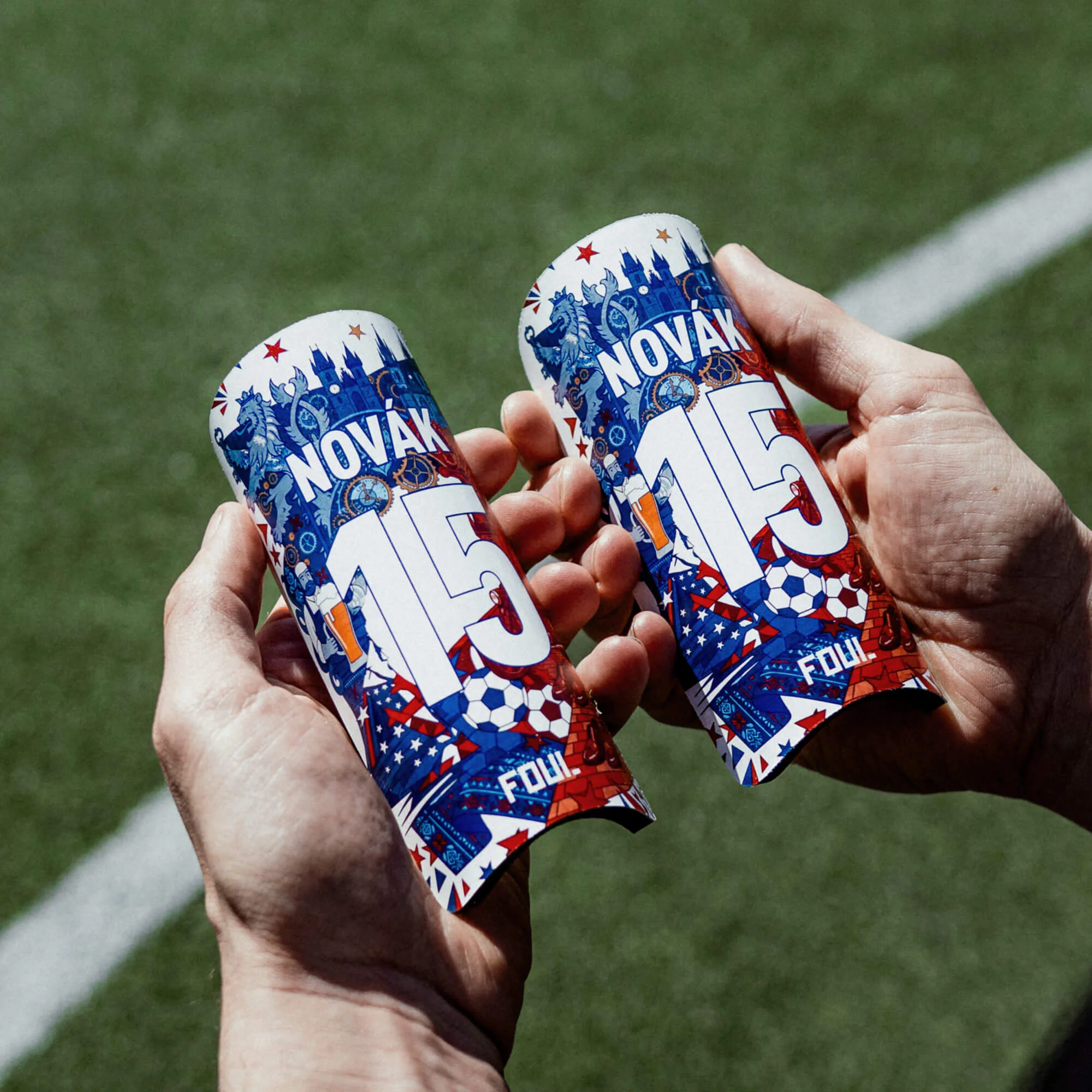 Football shin guards - Light Czech design + custom ID(3)