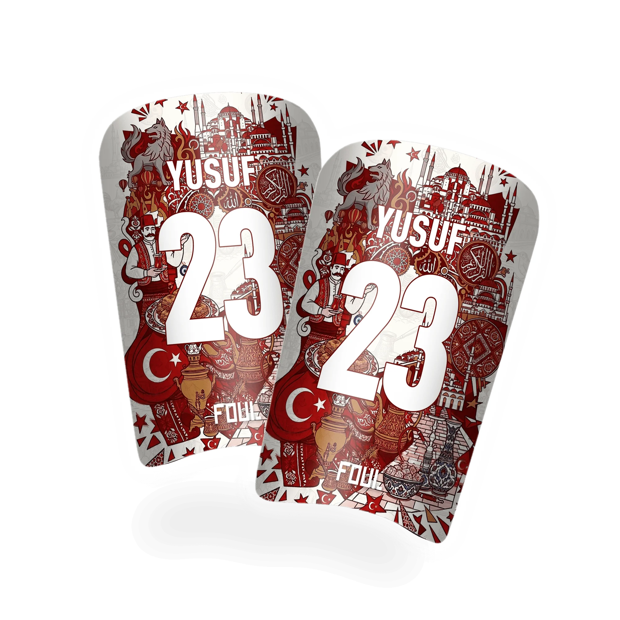 Football shin guards - Light Turkish design + custom ID(1)
