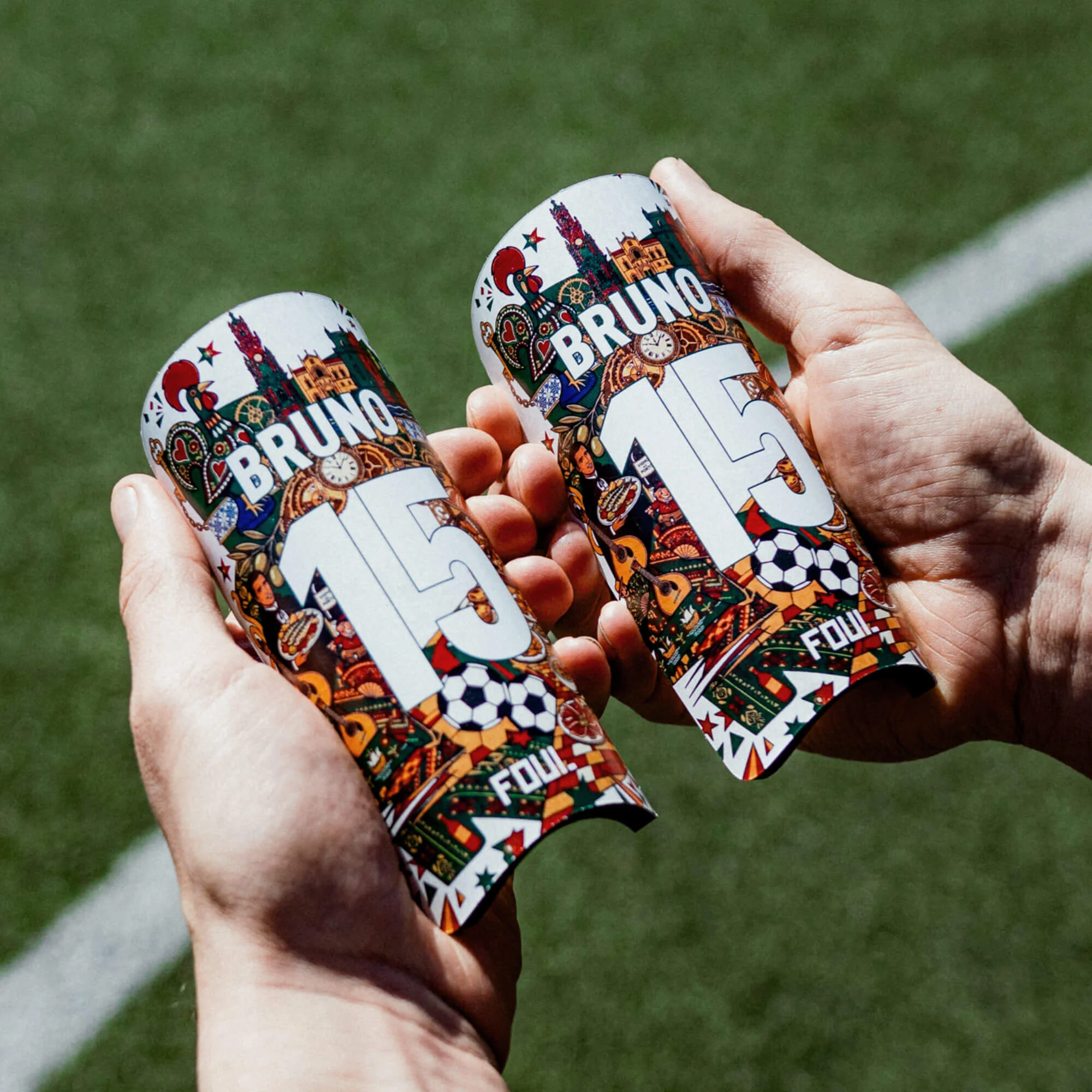 Football shin guards - Light Portuguese design + custom ID(3)