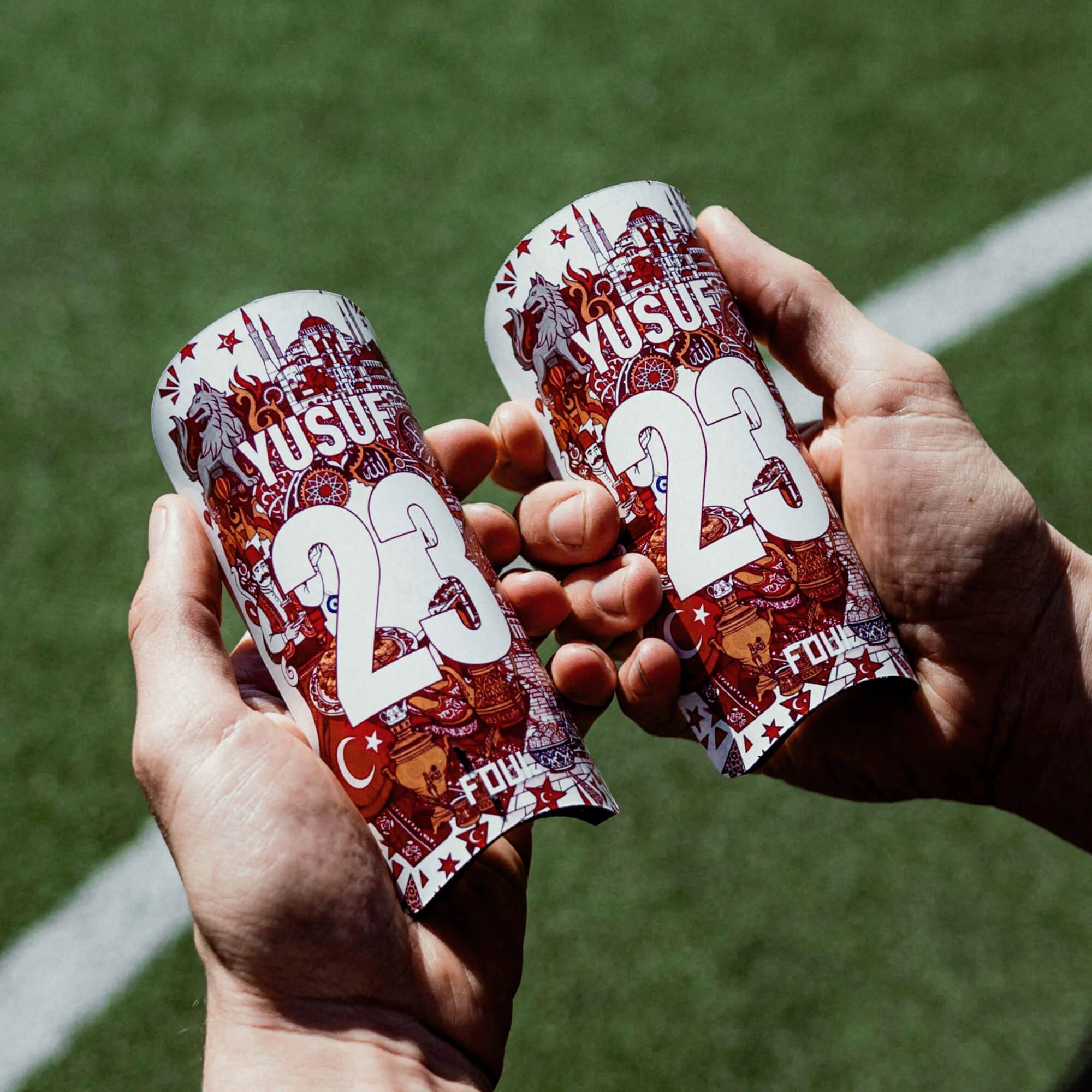 Football shin guards - Light Turkish design + custom ID(3)