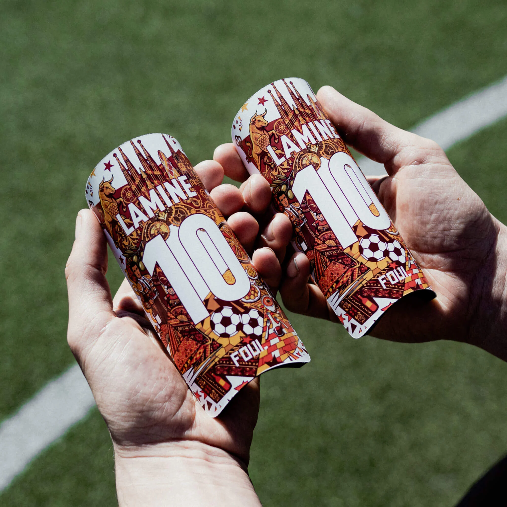 Football shin guards - Light Spanish design + custom ID(3)