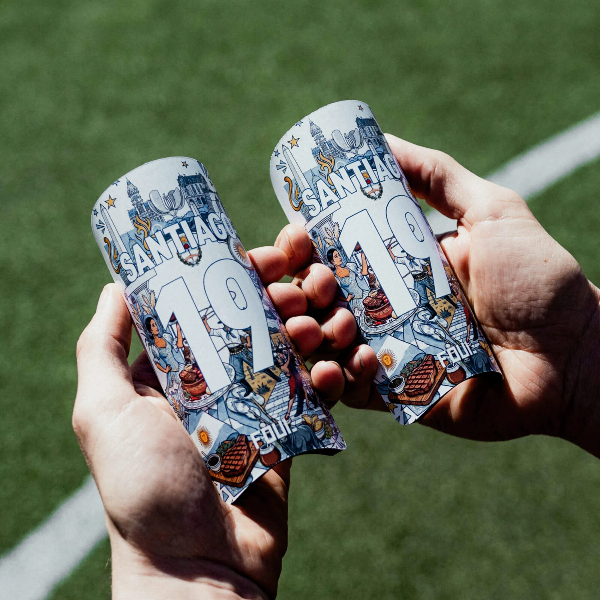 Football shin guards - Light Argentine design + custom ID(3)