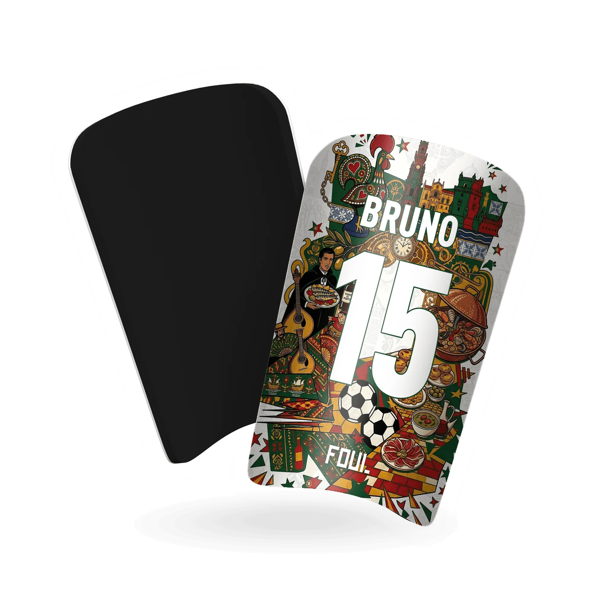 Football shin guards - Light Portuguese design + custom ID(2)