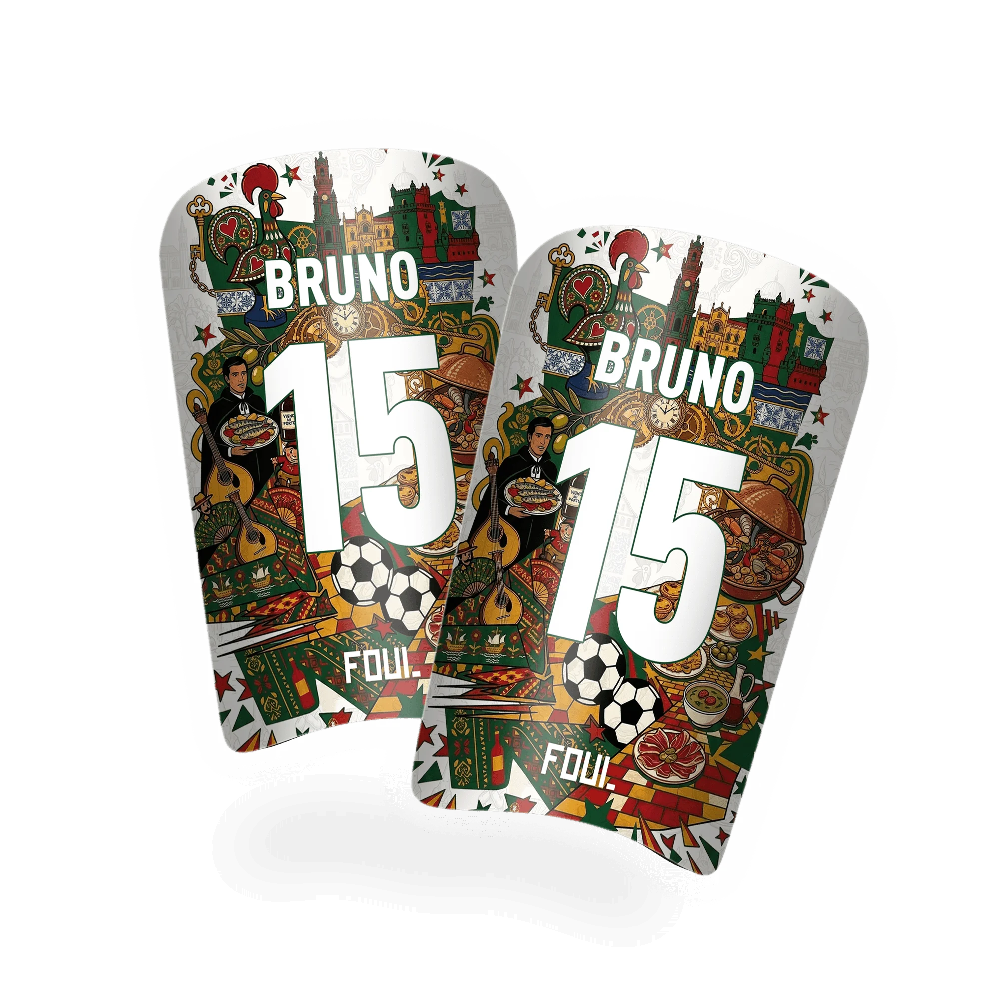 Football shin guards - Light Portuguese design + custom ID(1)